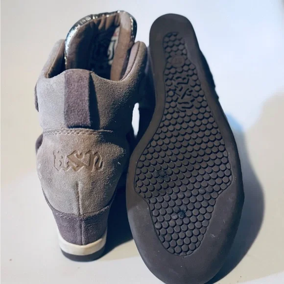 Brown Wedge Sneakers with Velcro Straps - Picture 3 of 4